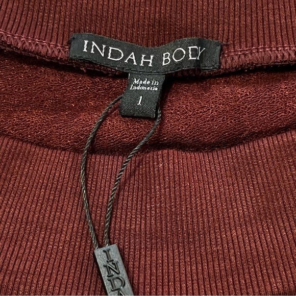 NEW Indah Body Baby Ruth Boatneck Mini Dress in Port Size 1 US Small Burgundy - Picture 15 of 15